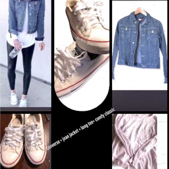 Jean jacket converse long tee - Picture 1 of 1